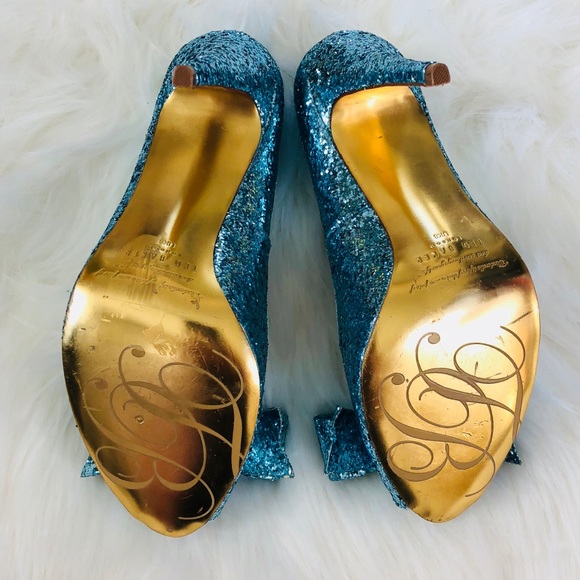 Ted Baker Blue Glitter Heels With Bow 